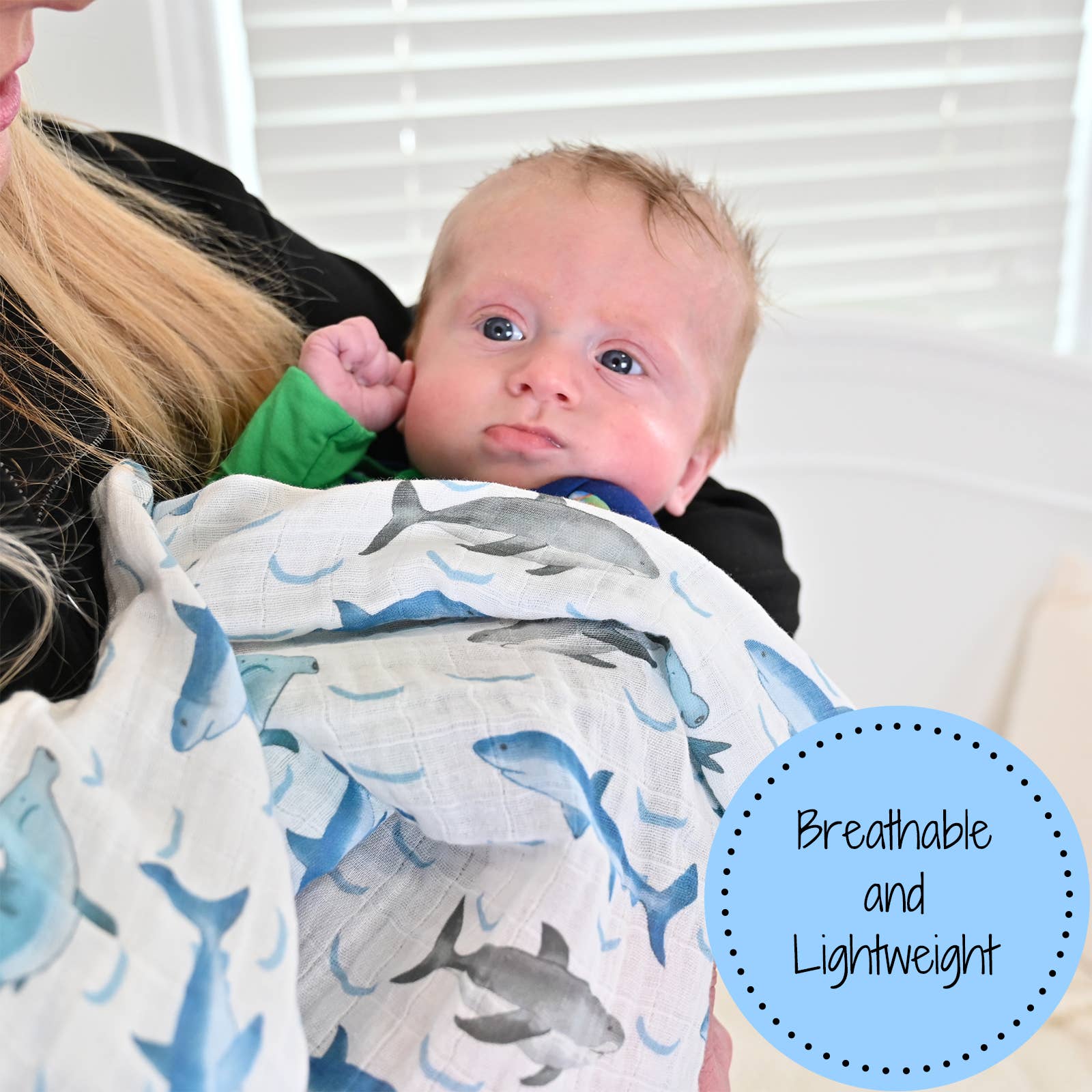Jawsome Shark Ocean Theme Baby Muslin Swaddle Blanket