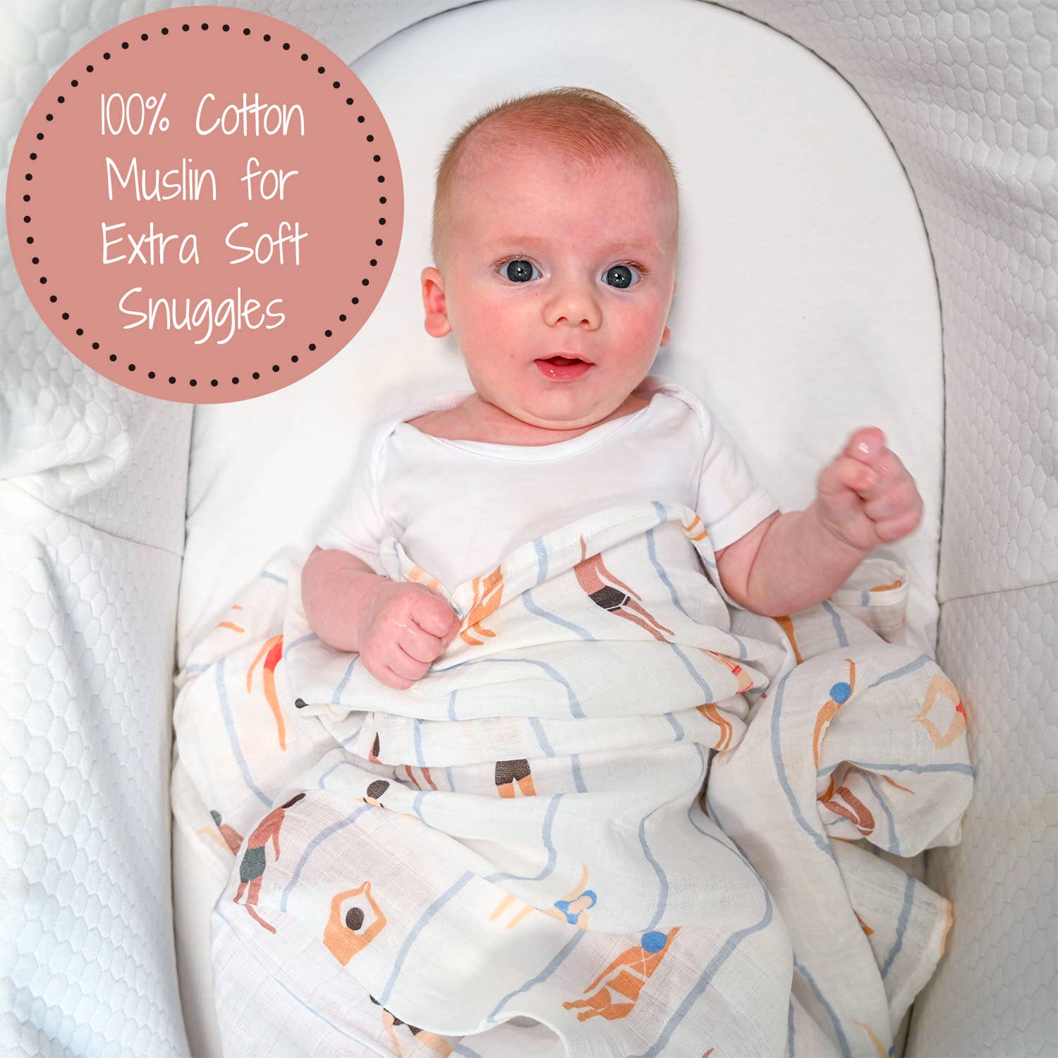 Born to Swim Baby Muslin Swaddle Blanket