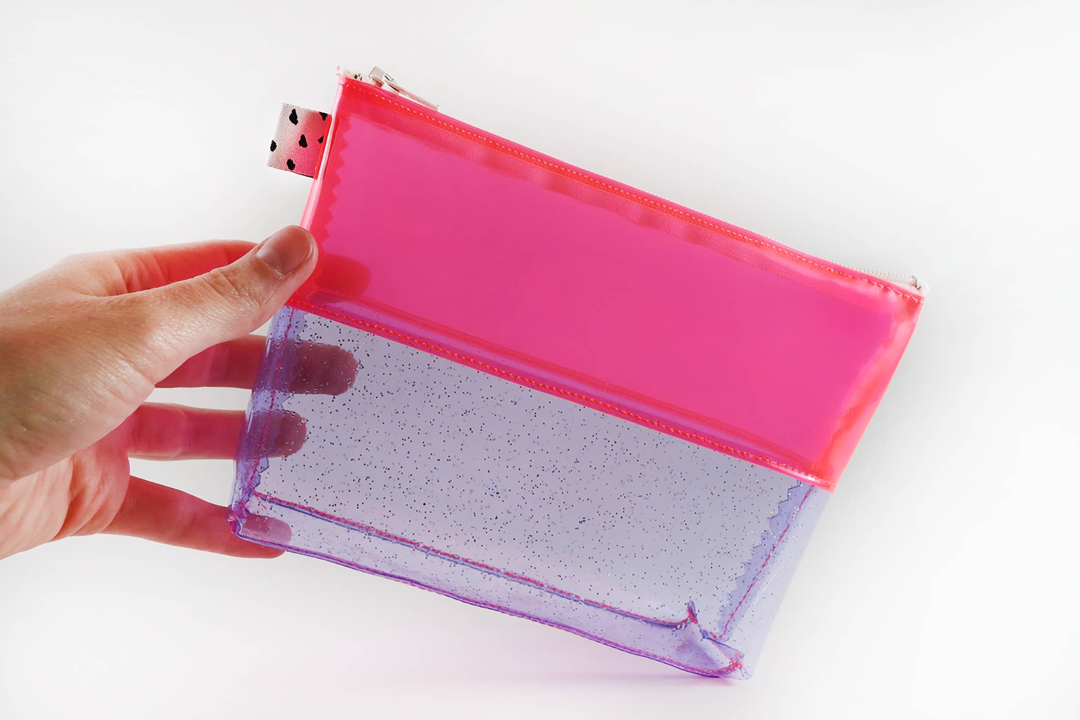 Pink & Purple Glitter Vinyl Flat-Bottom Pouch