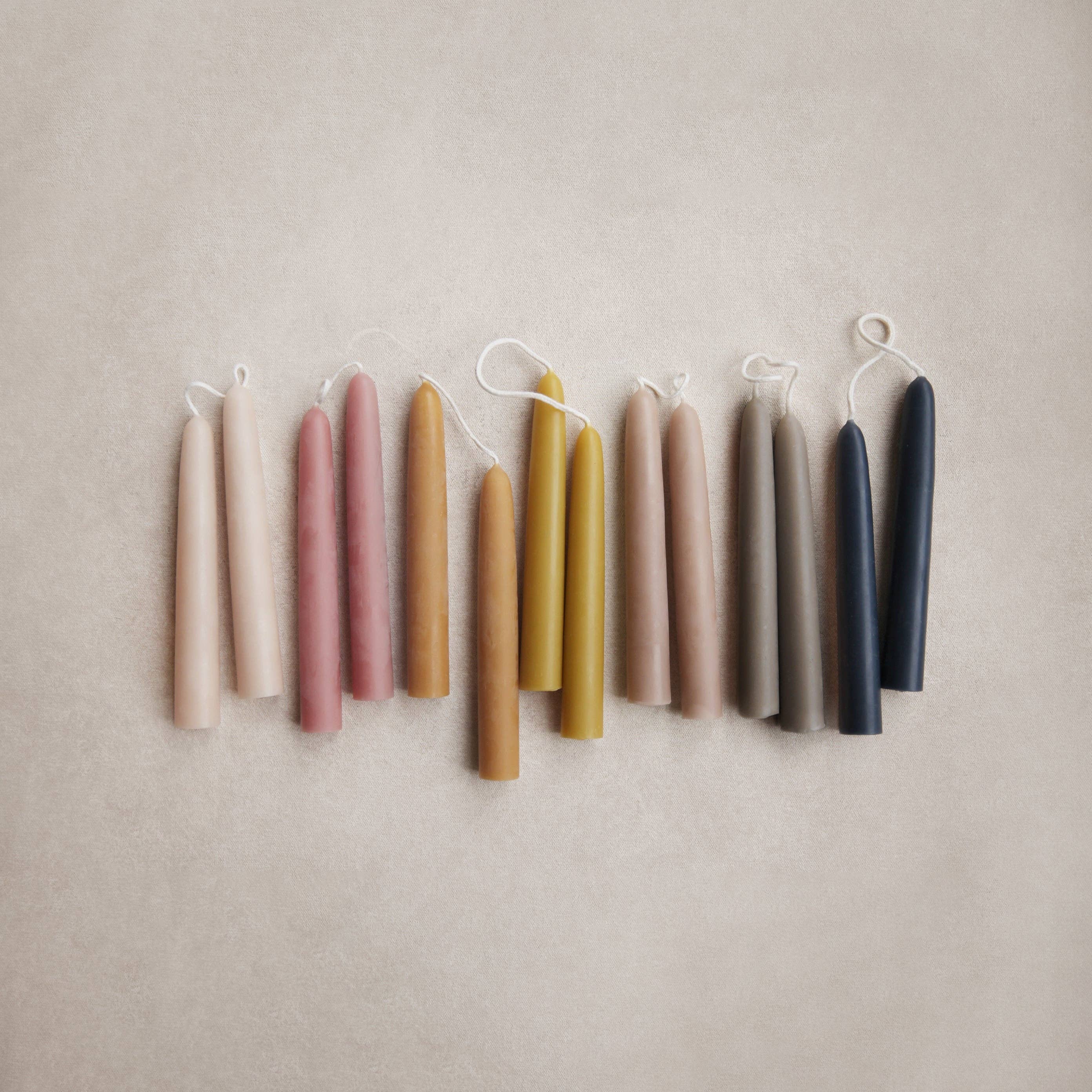 6" Heirloom Beeswax Taper Candles - 8 Colors Available