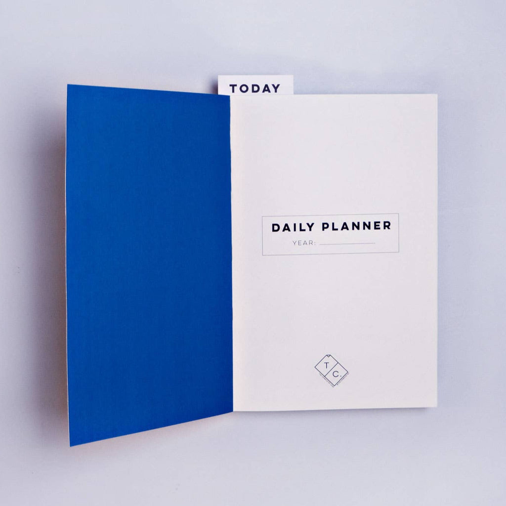 This is a 320 page undated layflat daily planner. It has a day per page for week days, and a day for the weekend - there's 52 weeks in total and it comes with a matching bookmark.