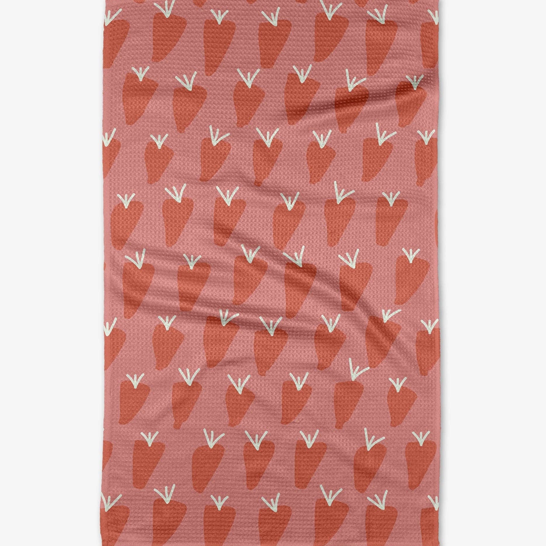 Patterned fabric with carrot design on a red background
