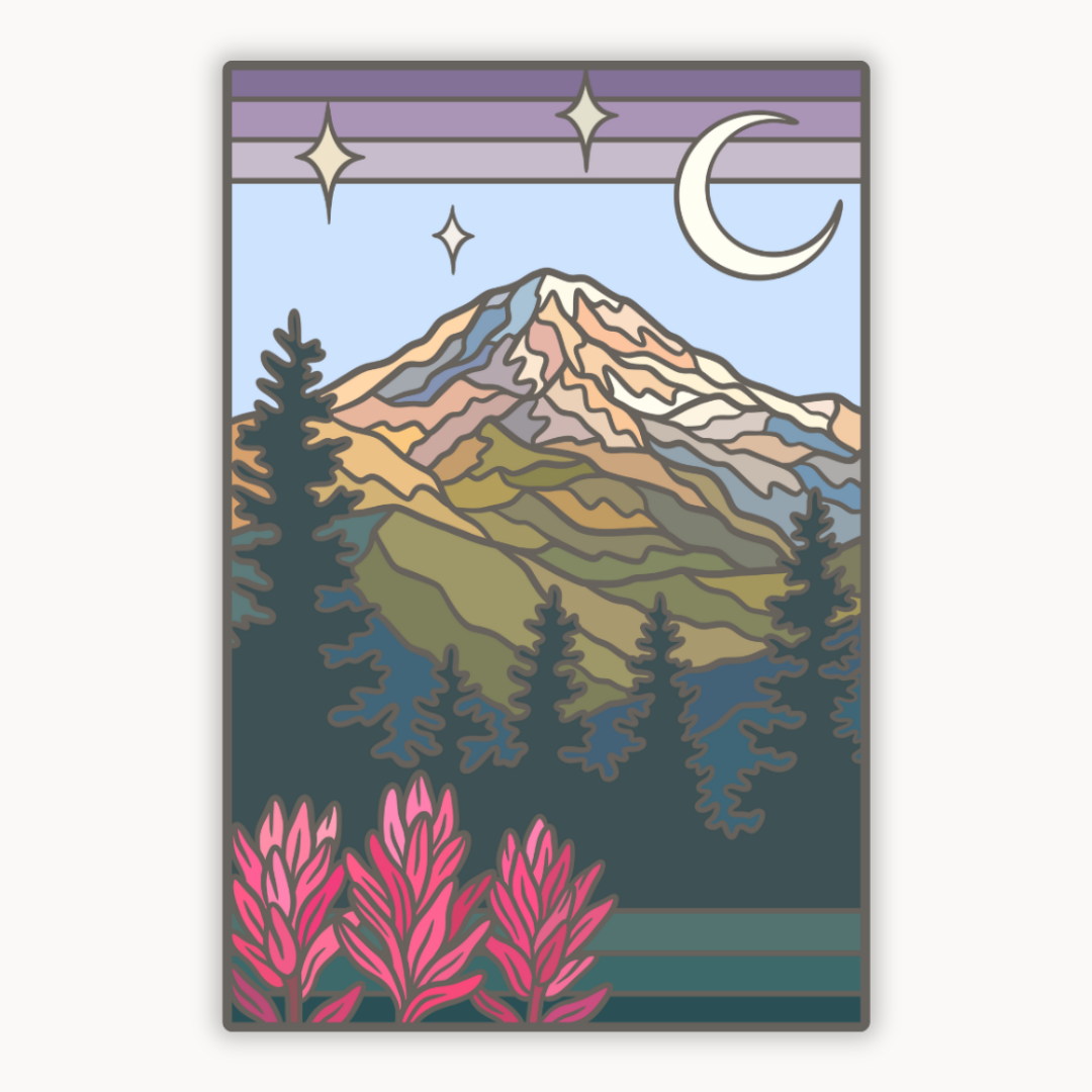 Mount Rainier National Park Magenta Paintbrush | Sticker