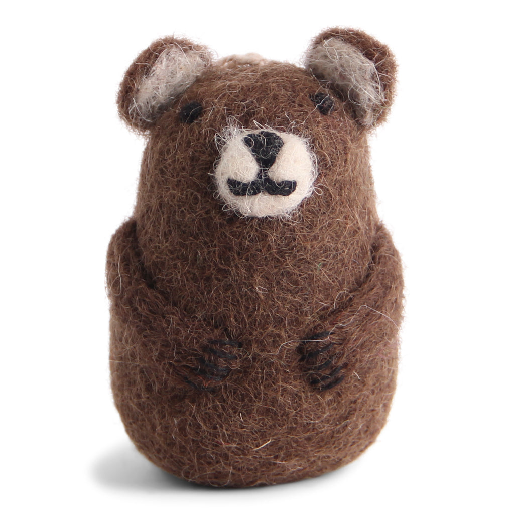 Felt Brown Bear Ornament - 2 3/8"