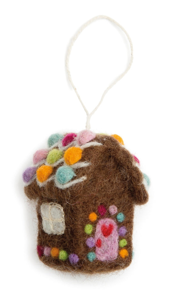 Deck the halls (and your Christmas tree!) with this adorably festive felt Mini Gingerbread House Ornament. Its intricate details and warm, cozy colors will bring a cozy, homey feeling to your holidays. Bring the joy of Christmas home - get yours today!     Size  2 3/8"