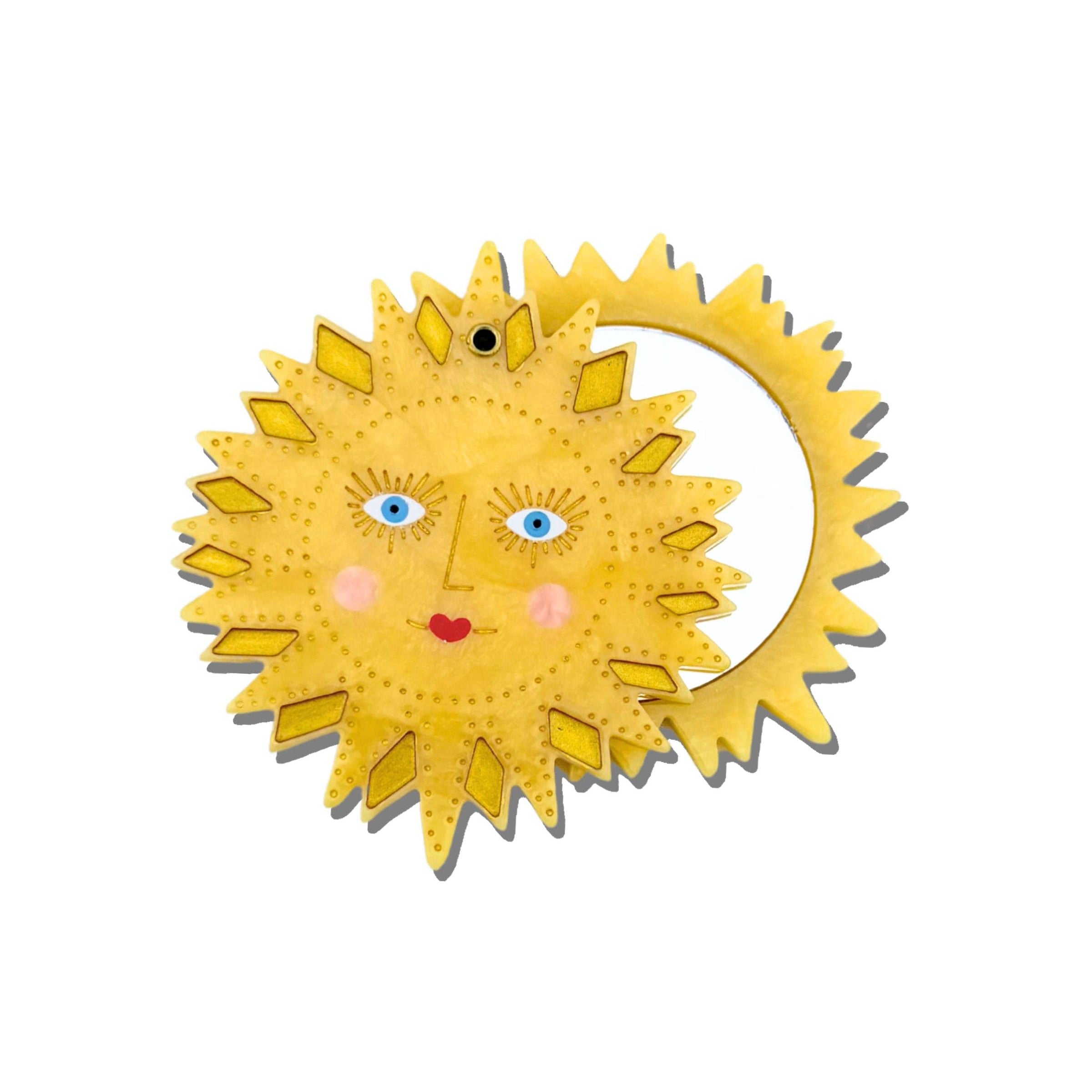 Hand-painted Celestial Sun Compact Mirror  
