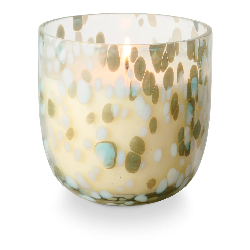 Candle Fragrance

A thrill of cold hose water on warm skin with wet green grass, full afternoon sun, and lilac blossom.