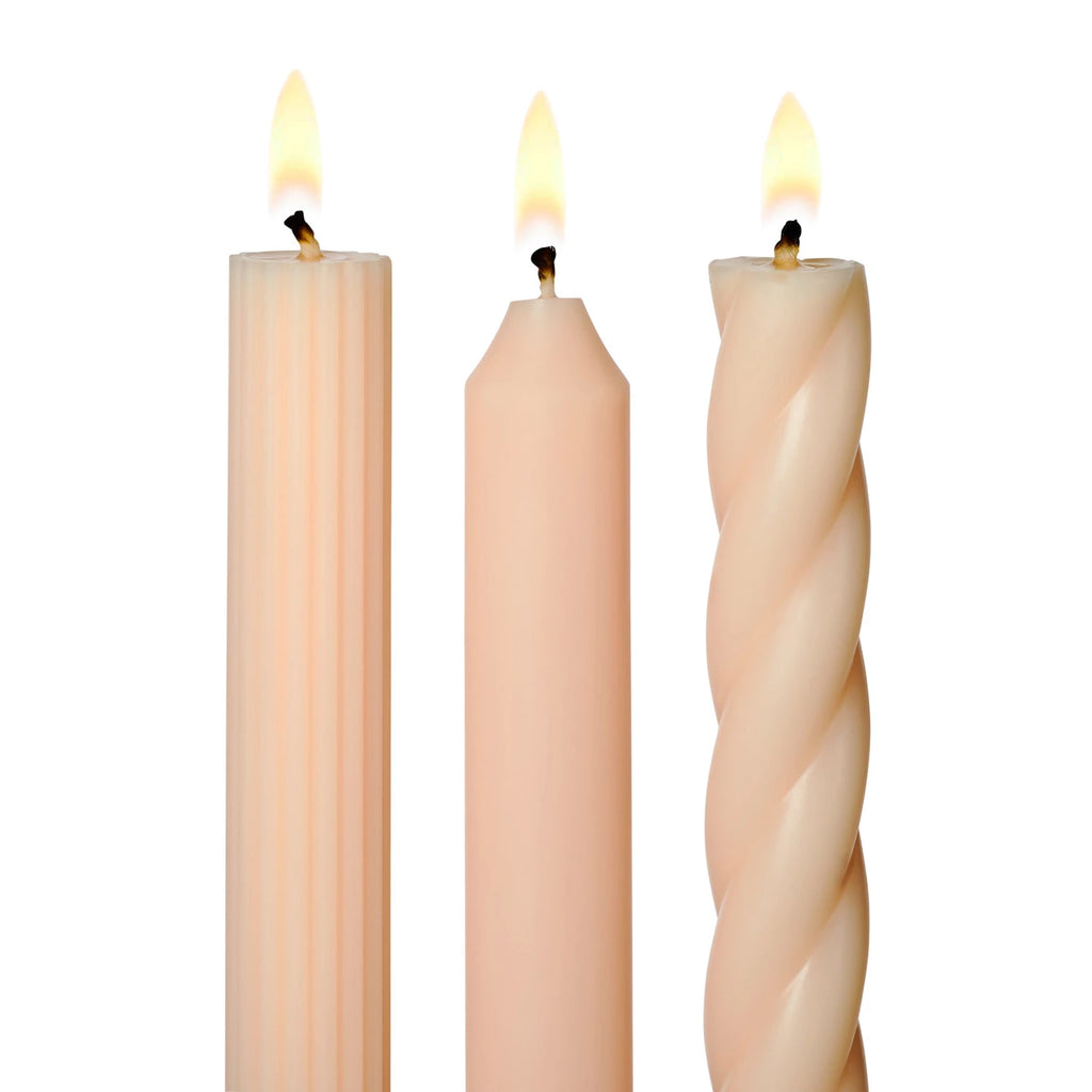 Introduce elegance and warmth into your home with our Assorted Candle Tapers 3-Pack. Each candle is unscented, allowing you to enjoy the soft glow without any overwhelming fragrances. Perfect for any occasion, these tapers will add a touch of sophistication to any space.