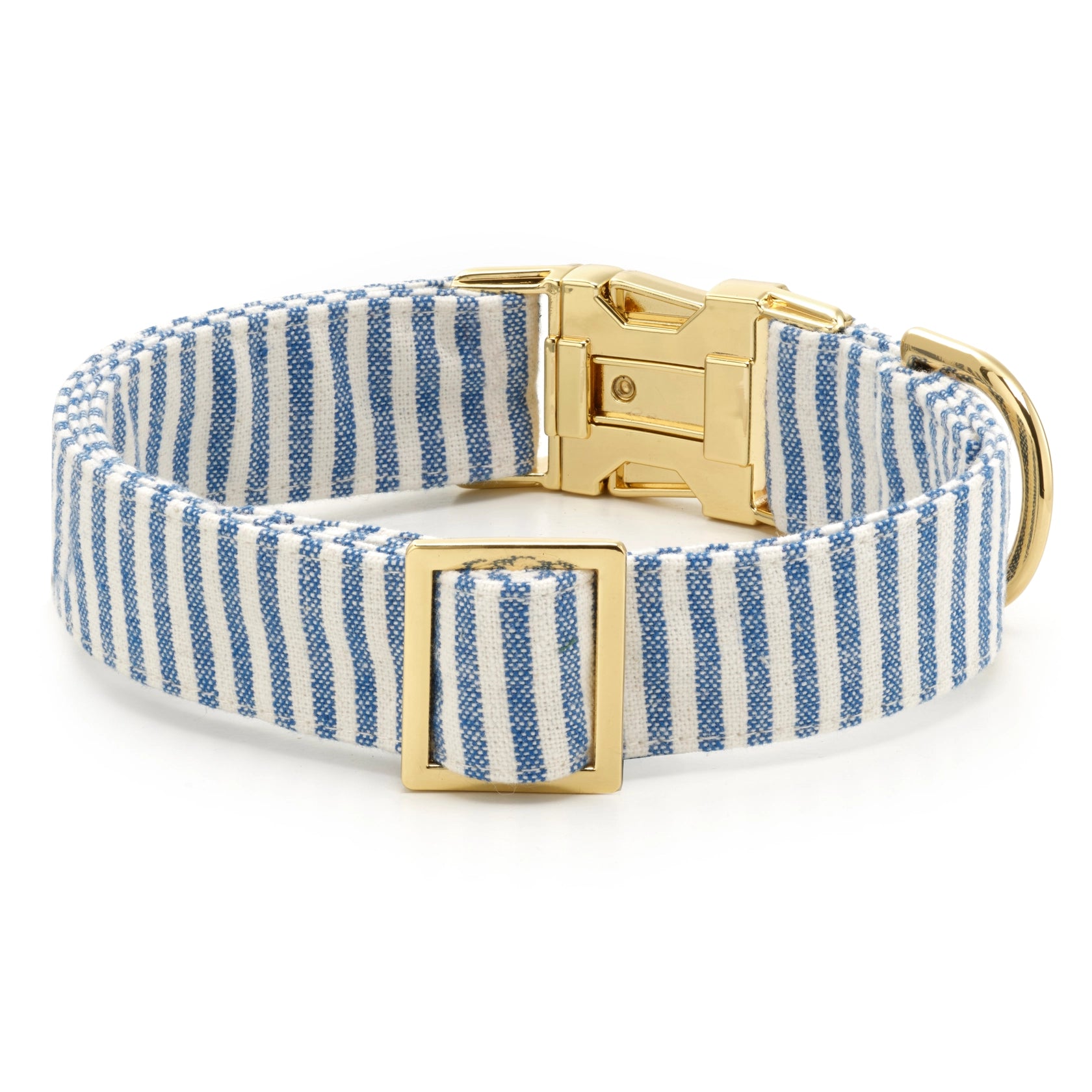 Lake Blue Stripe Spring Dog Collar - 4 Sizes