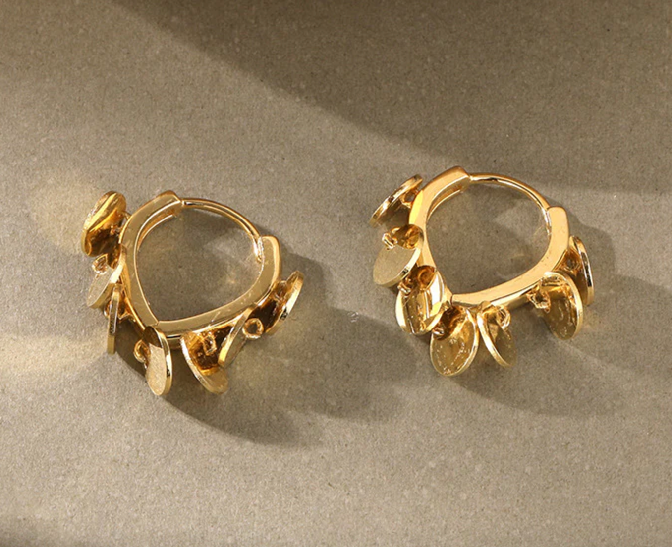 Mayall Sequin Disc Gold Plated Hoop Earrings Holiday Hoops
