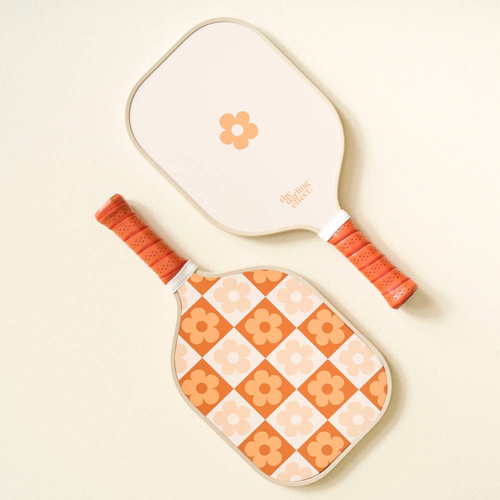 Pickleball Paddle - Brown Flower Check