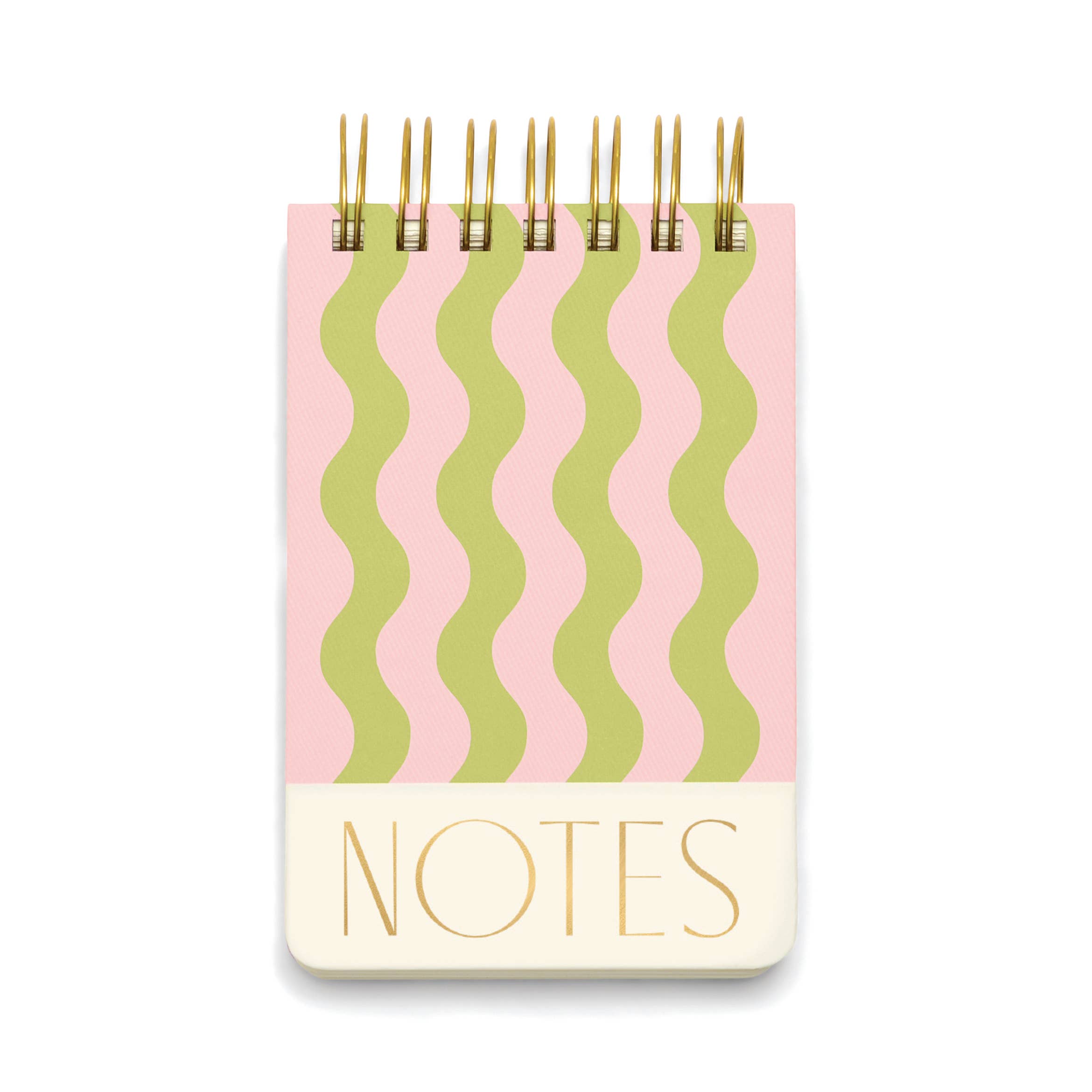 Twin Wire Notepad - Wavy Stripes. PINK & GREEN