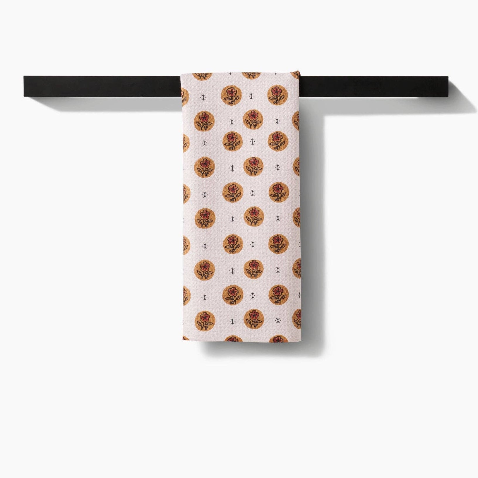 Artisanal Floral Cream Tea Towel