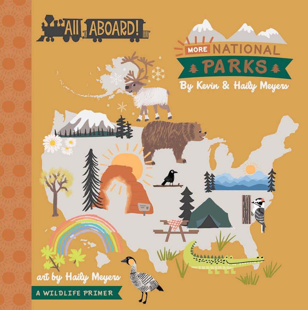 Climb on the train and explore nine more national parks in the All Aboard! series, and be sure to spot the wildlife living there. Turn story time into an adventure while traveling through nine more national parks in All Aboard! More National Parks by Lucy Darling’s Haily and Kevin Meyers.