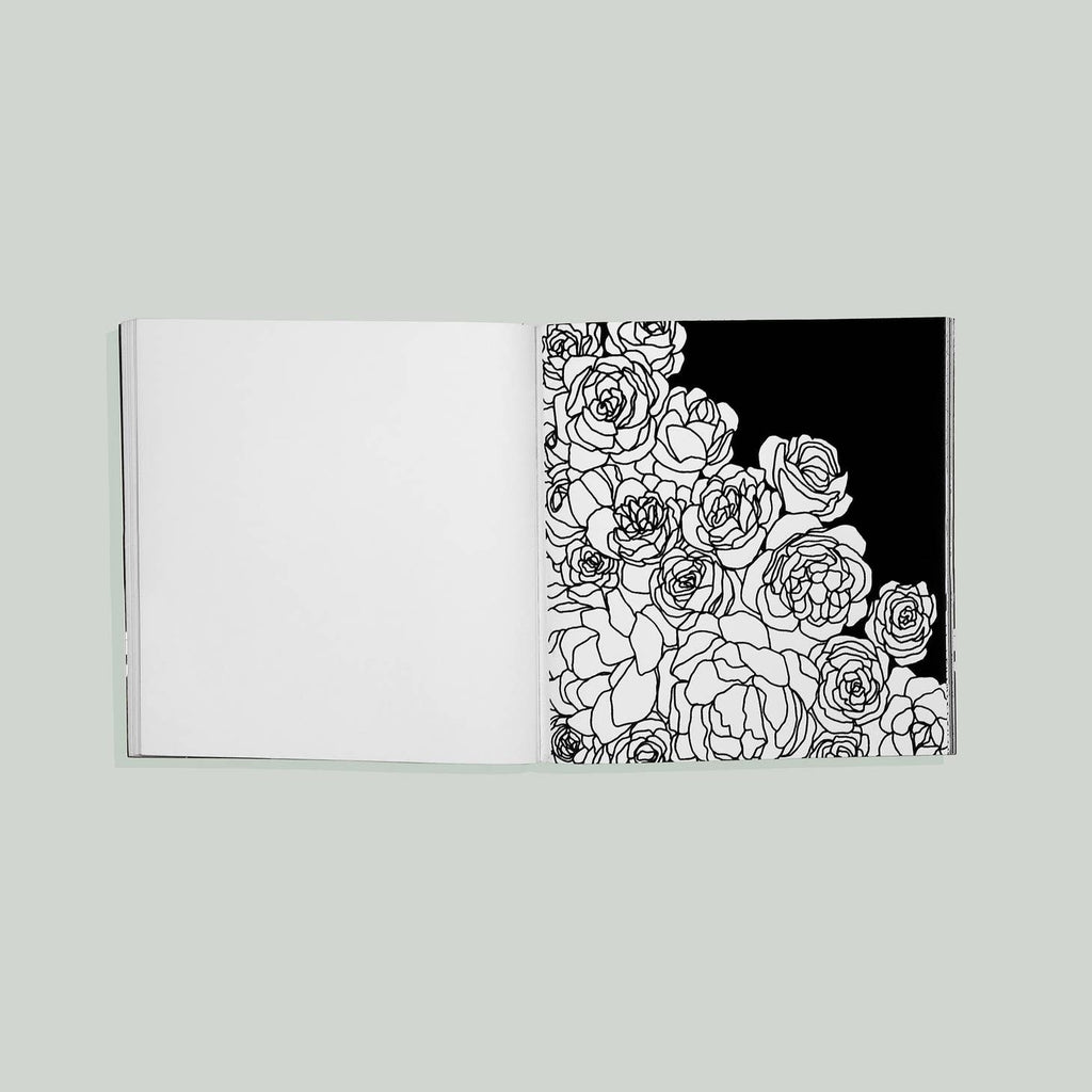 30+ floral illustrations on premium, high-quality paper Two soft black velvet pages that enhance your coloring experience and hide mistakes! Perforated, removable pages–frame your art after you’ve finished coloring! A gorgeous, hand-illustrated cover with iridescent foil that will look stunning on your bookshelf or coffee table!