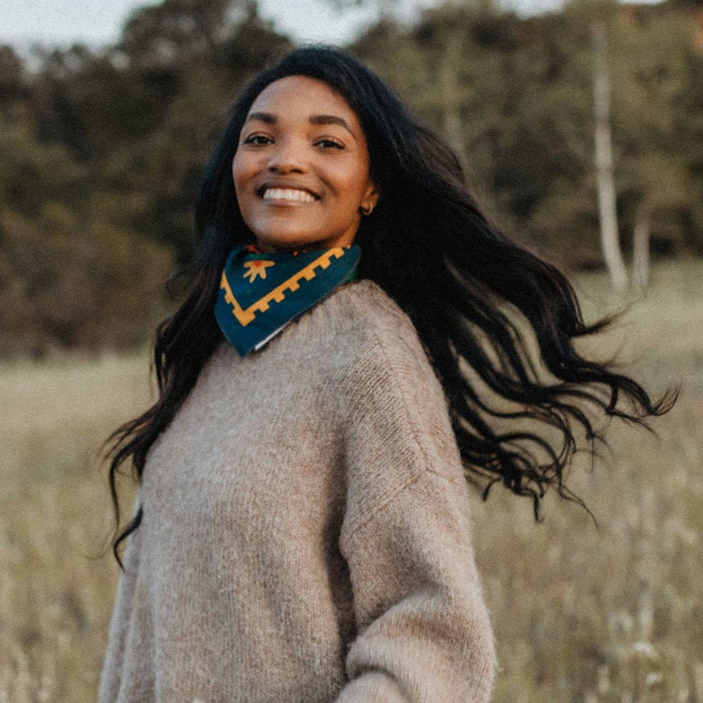 With "Endless Bloom," Lauren showcases her irreverent yet playful style with a colorful interpretation of the dichotomy of femininity, the cyclicality of life, and the natural beauty in the areas between. Her design takes cues from wildlife and traditional designs found in the Southwestern US to create mindful, wearable homage to the Southwestern landscape.