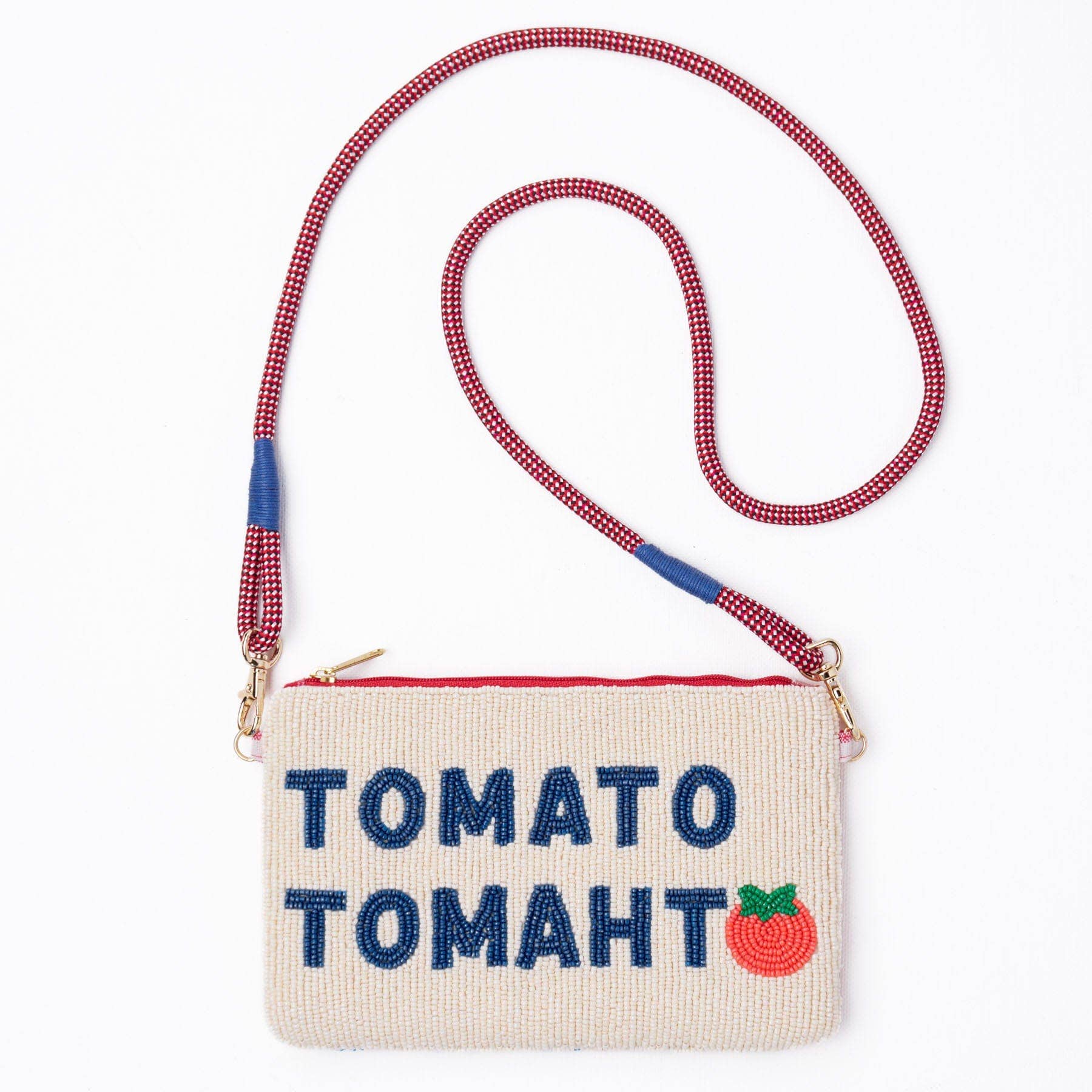 Leila Tomato Tomahto Seed Bead Clutch With Strap