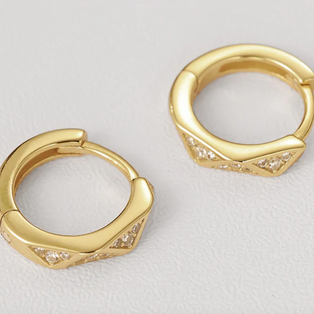 Triangulum Geometric CZ Hoop Earrings Holiday Hoops