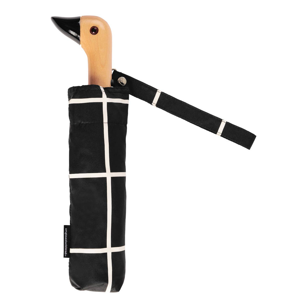Black Grid Compact Mini Umbrella