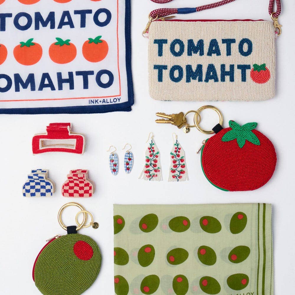 Mary Tomato Beaded Coin Purse Red + Green