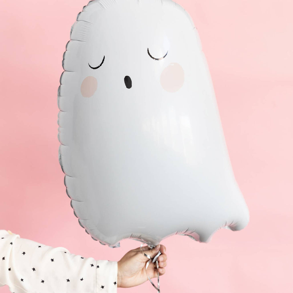 Why settle for a regular old balloon when you can spookify your celebration with this cute Trick or Treat Ghost Mylar Balloon? Scare up some Halloween fun with this spooktacular addition - it's sure to make your festive decorations soar!  26" tall x 18.5" wide ghost mylar balloon