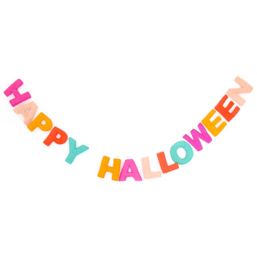 Happy Halloween! Deck your walls with this spooky-cute felt garland and it's sure to give your party a fun, festive touch. Crafted from quality felt that's sure to last, it's the perfect accessory to bring your 'boo-tiful' decorations to life! Get ready to party!     Size  5’ Long   Assorted colored Felt letters are appx. 3.5" tall