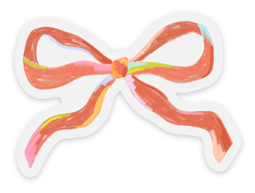 Clear Dainty Coral Bow Sticker