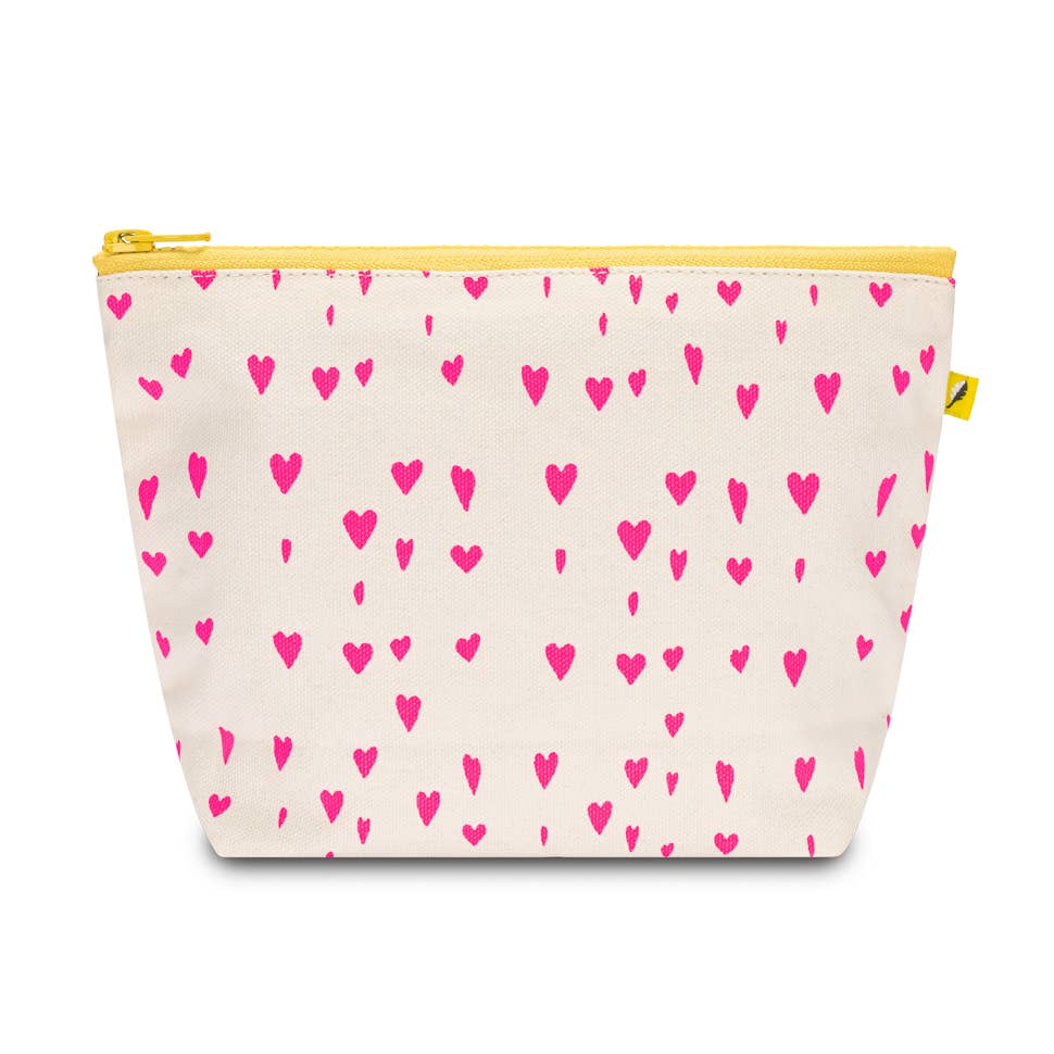 The medium everything pouch, to keep all the things organized. Like cords, earbuds, an extra pair of socks. Solid ykk zipper. Rpet (recycled water bottle) lining. All Fluf products are clean and safe, sustainably made and designed to make your life easier. Tiny Hearts