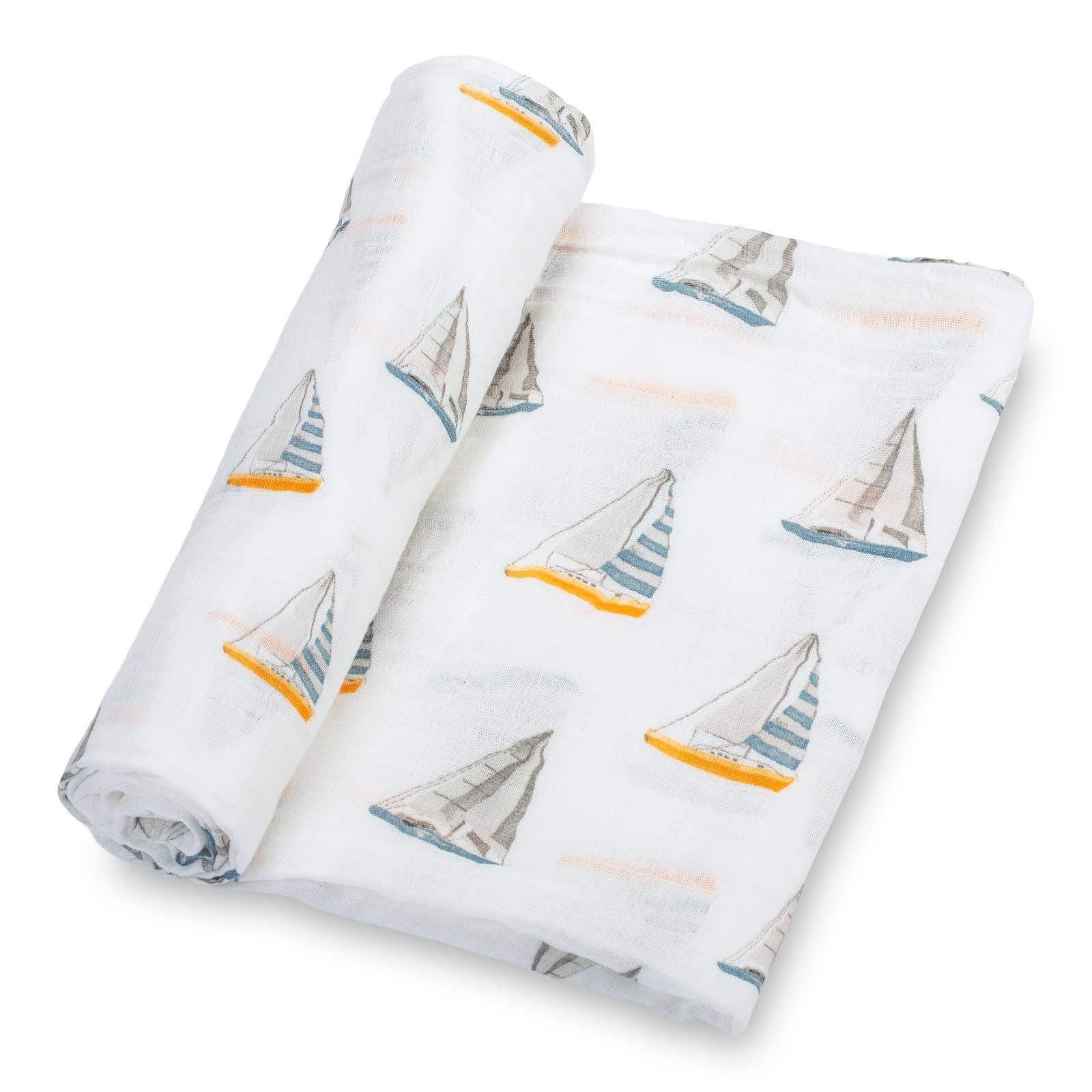   swaddle with sailboat pattern on a white background