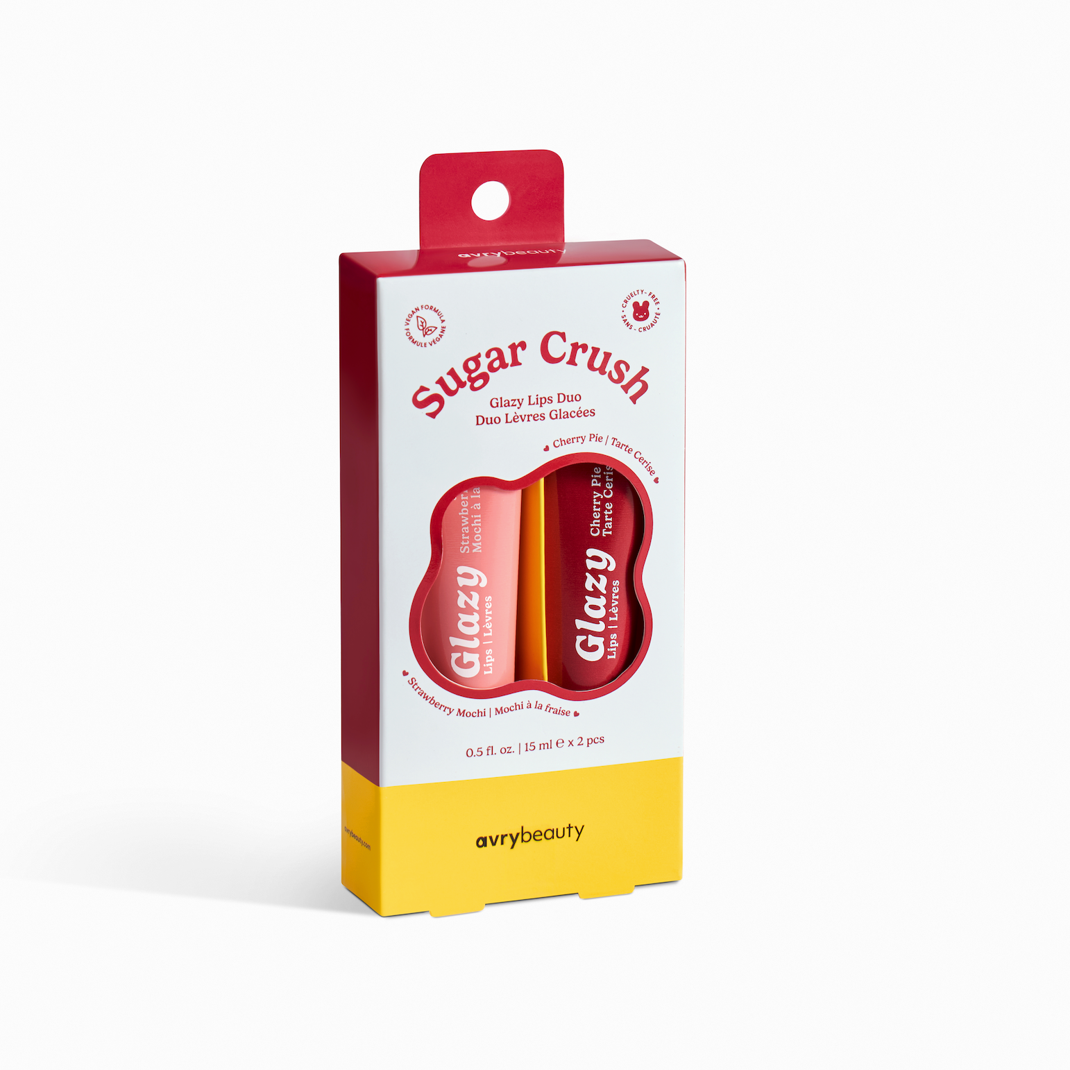 Avry beauty Sugar Crush Glazy Lips Duo packaging on a white background