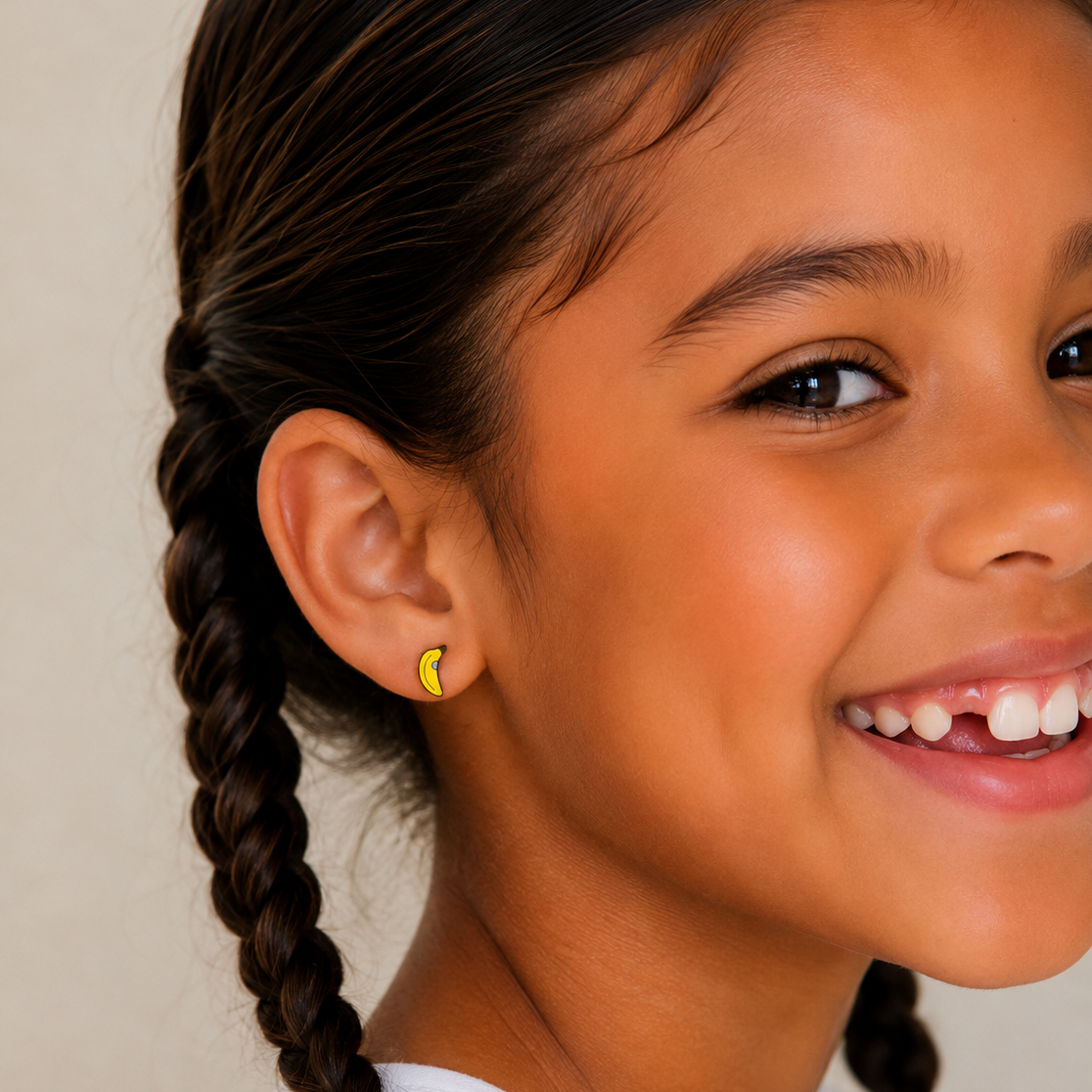 Banana Enamel Flat Back Kids Earrings