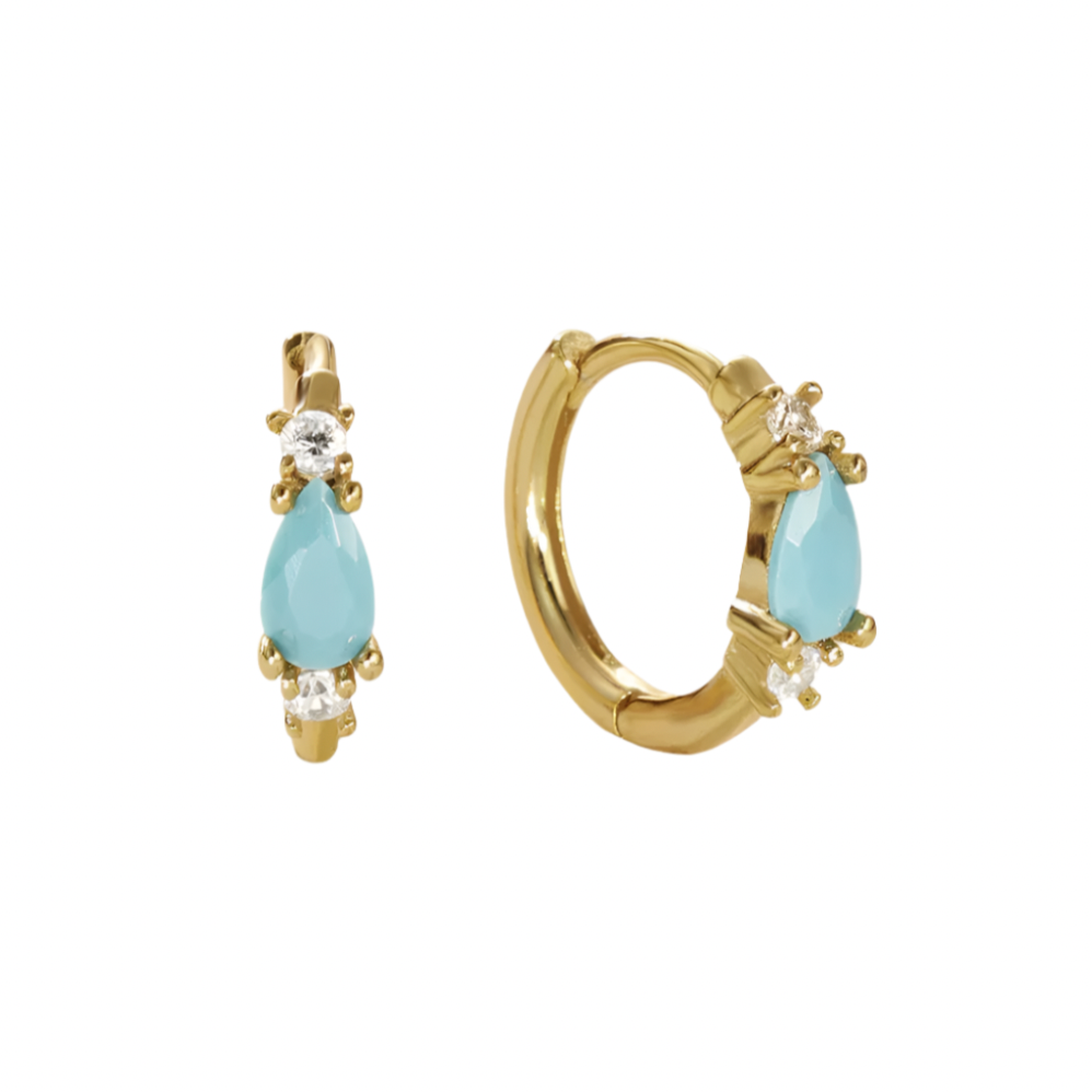 Spica Turquoise Teardrop Huggie Earring