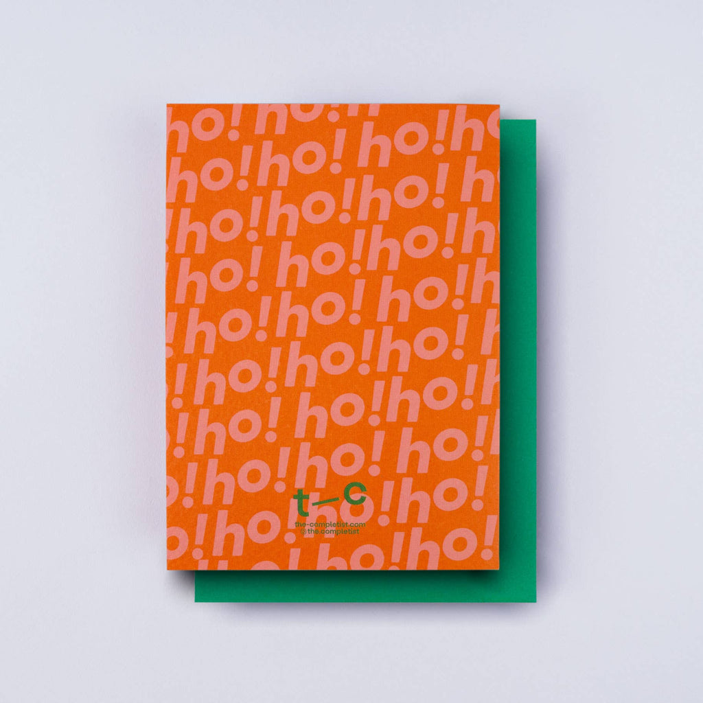 This graphic Christmas card is blank on the inside, leaving plenty of room for a personalized message! It’s an A6 card, printed in the UK on 300gsm FSC certified paper with a hammered texture, which enhances its rich colors. Comes with a green envelope and is packed in a biodegradable bag.
