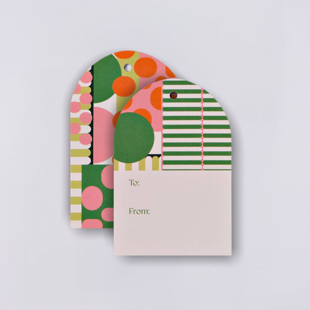 This luxury gift tag set is perfect for adding that extra touch to your present giving. It includes 6 double sided gift tags (each measuring roughly 9 x 6mcs) and contrast green coloured ribbon. Made in the UK from FSC certified paper.