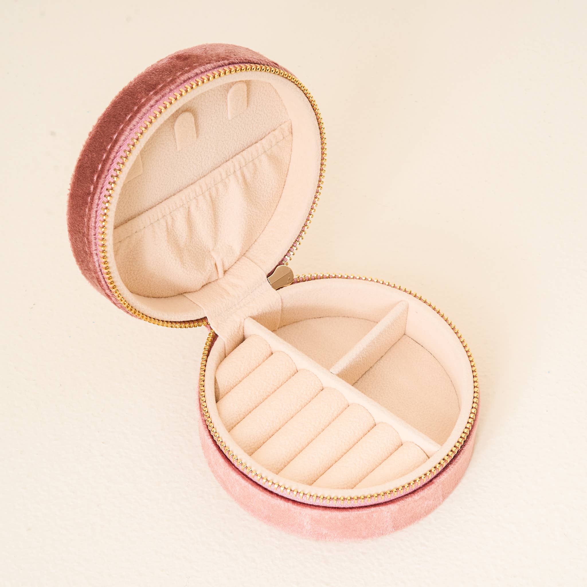 Round Velvet Jewelry Case - Floral Rose