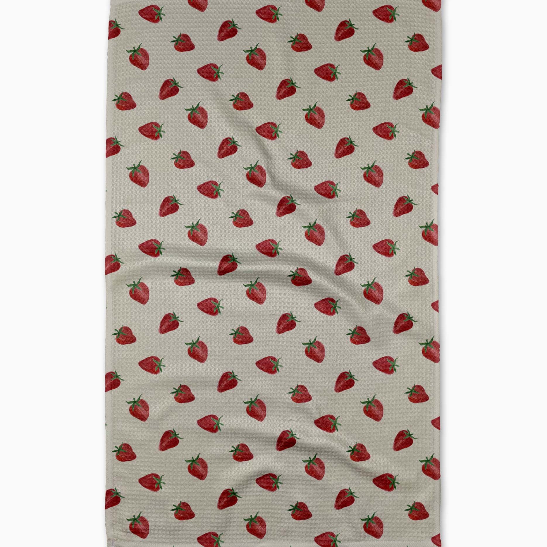 Fabric with strawberry pattern on a white background