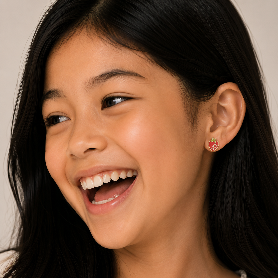 Strawberry Enamel Flat Back Kids Earrings