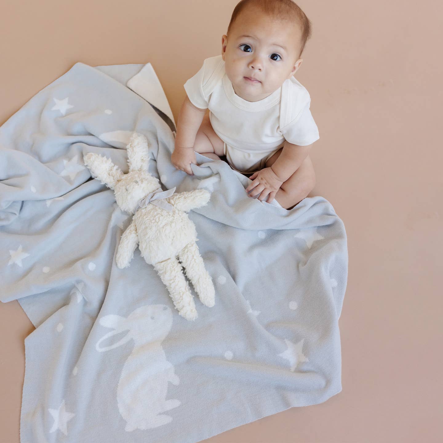 Charlie Bunny with Grey Bow Plush Bunny Doll