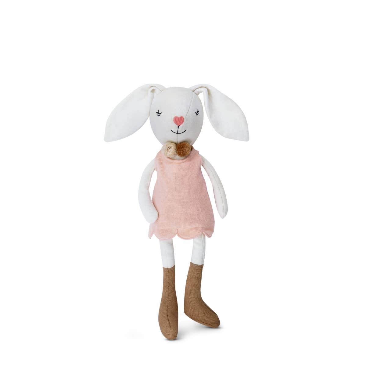 Apple Park's Organic Knit Charlotte Bunny is a delightful plush toy designed to bring joy to children while caring for our planet. Made with love, this bunny is crafted from 100% certified organic cotton and stuffed with safe, polyester-free corn fiber. This plush toy is not just a playmate but also a testament to Apple Park's commitment to provide products that are both safe for your baby and the environment. Choose this Charlotte Bunny for a toy that's cuddly, organic, and earth-friendly.