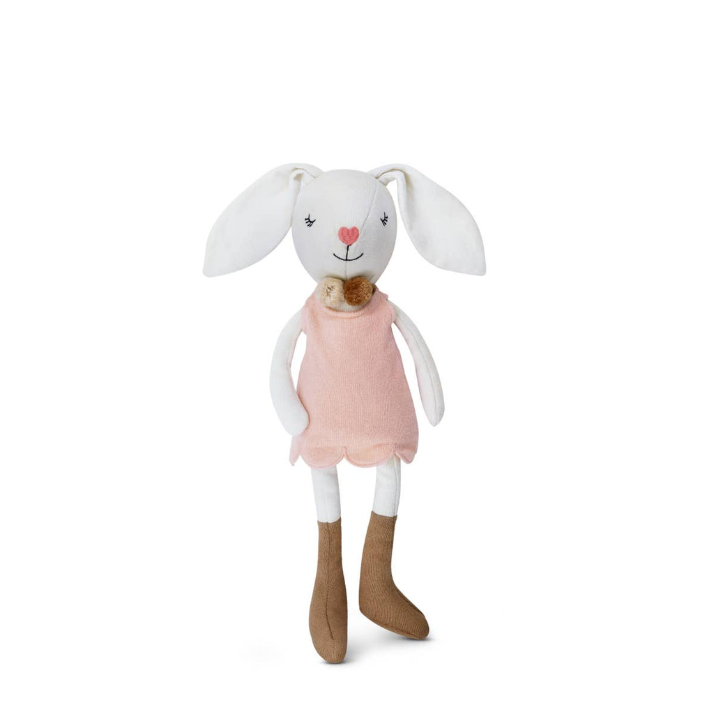 Apple Park's Organic Knit Charlotte Bunny is a delightful plush toy designed to bring joy to children while caring for our planet. Made with love, this bunny is crafted from 100% certified organic cotton and stuffed with safe, polyester-free corn fiber. This plush toy is not just a playmate but also a testament to Apple Park's commitment to provide products that are both safe for your baby and the environment. Choose this Charlotte Bunny for a toy that's cuddly, organic, and earth-friendly.