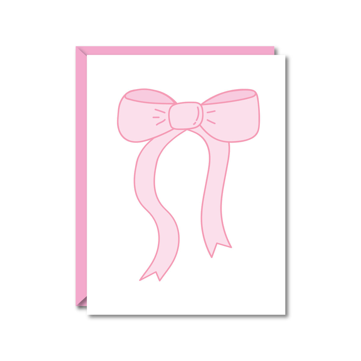 white card with a pink bow