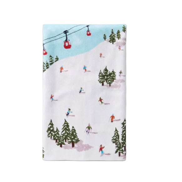 Winter Skiing Trip tea towel