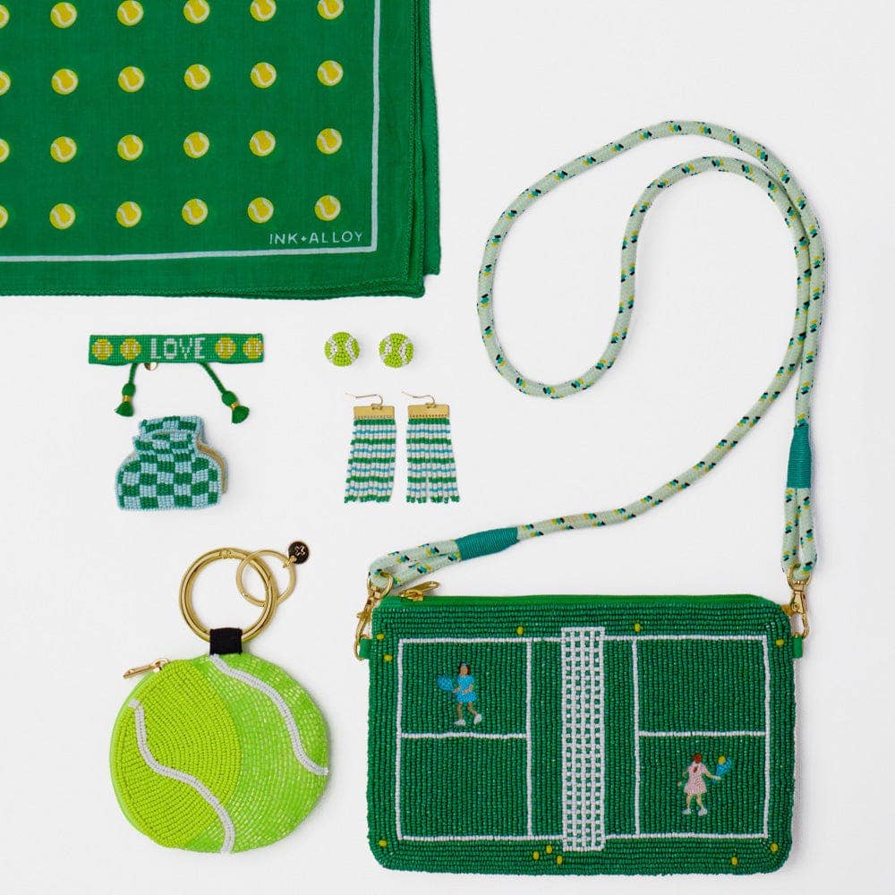 Leila Tennis Seed Bead Clutch With Strap