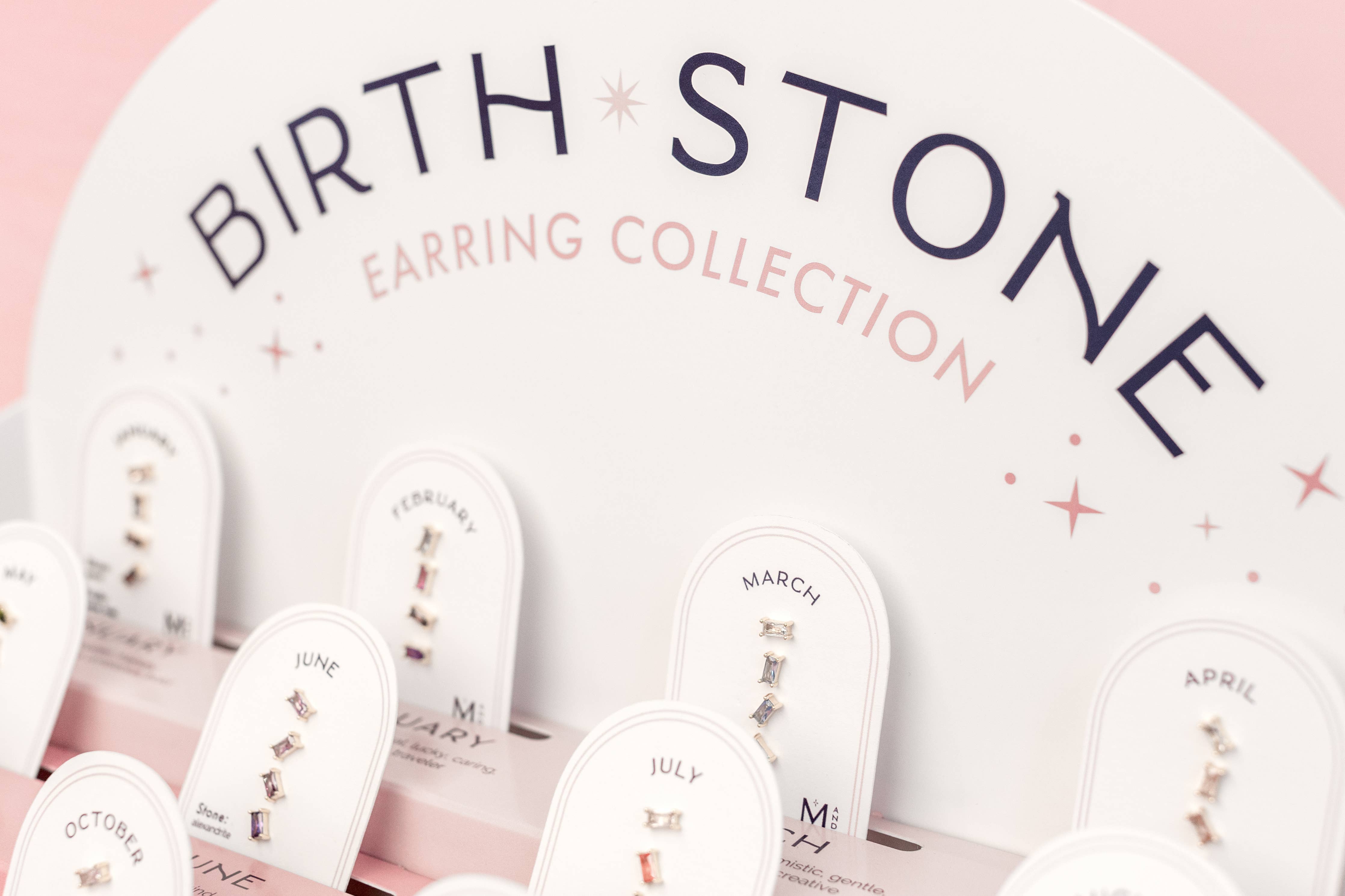 Birthstone Ombre Baguette Stud Earring Set Gold: January