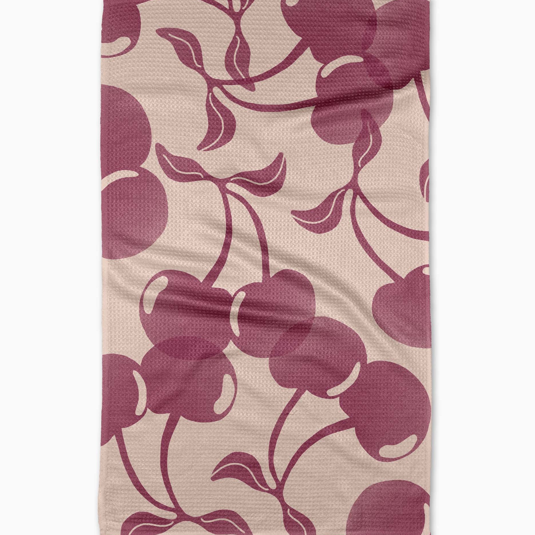 Fabric with cherry pattern on a beige background