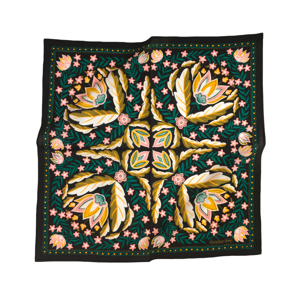 Decorative blanket with floral pattern on a black background