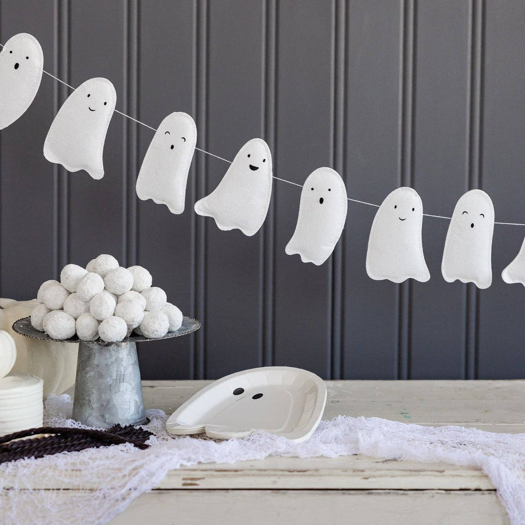 You'll be sure to spook up any space with this Ghost Puffy Felt Banner! Don't be afraid, this divinely designed decoration is sure to give your Halloween a heavenly touch. Let your guests know a ghost is in the house! BOO-licious!