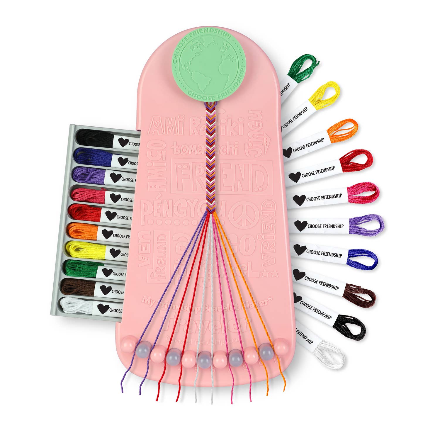 Clip it, knot it, tie it - in 3 easy steps, you'll make your own bracelets with the my friendship bracelet maker. Get crafty with your friends and create awesome bracelets that you'll love.  Don't worry about not having enough supplies, because this kit includes 20 pre-cut threads in 10 vibrant colors. Fantastic for all ages - enjoy a fun, creative hobby for boys and girls of all ages. You are only limited by your creativity, so start crafting your next wearable, shareable symbol of friendship! Pink