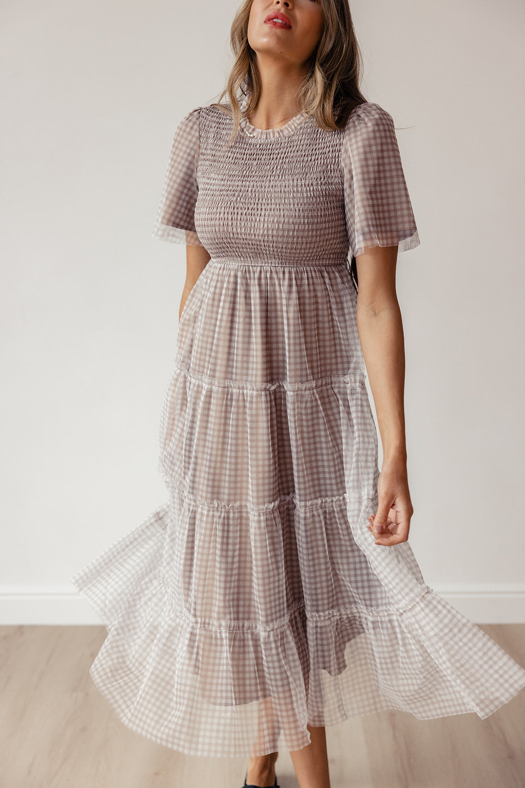 Kotie Gingham Chiffon Dress
