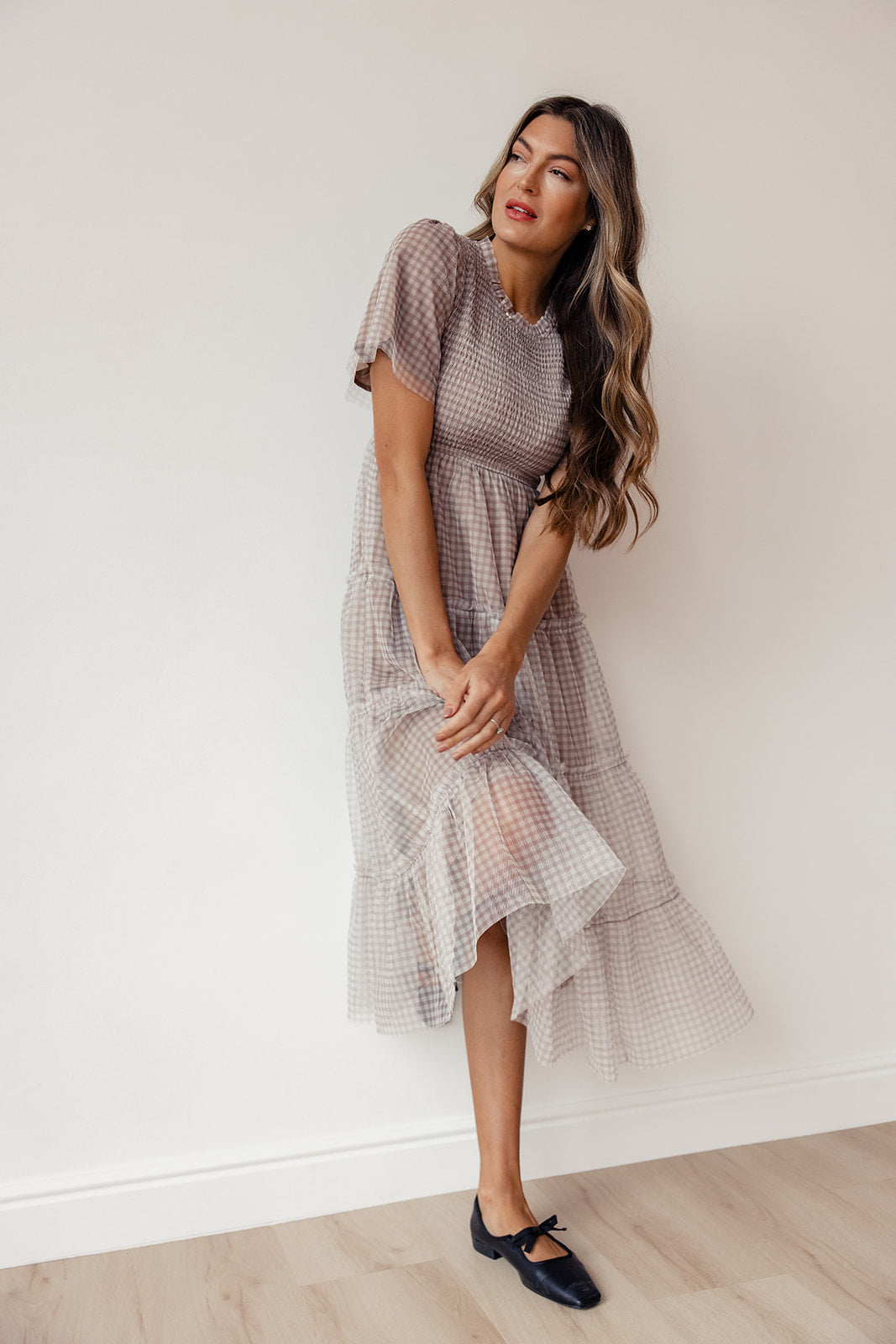 Kotie Gingham Chiffon Dress